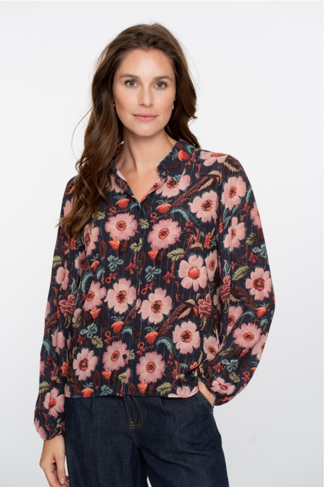 BLOUSE MET BLOEMENPRINT 53610 20 000625 BLUE/PINK
